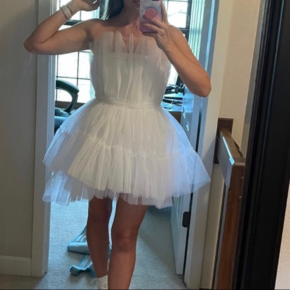 White Cute Tulle Dress from Fashion Nova